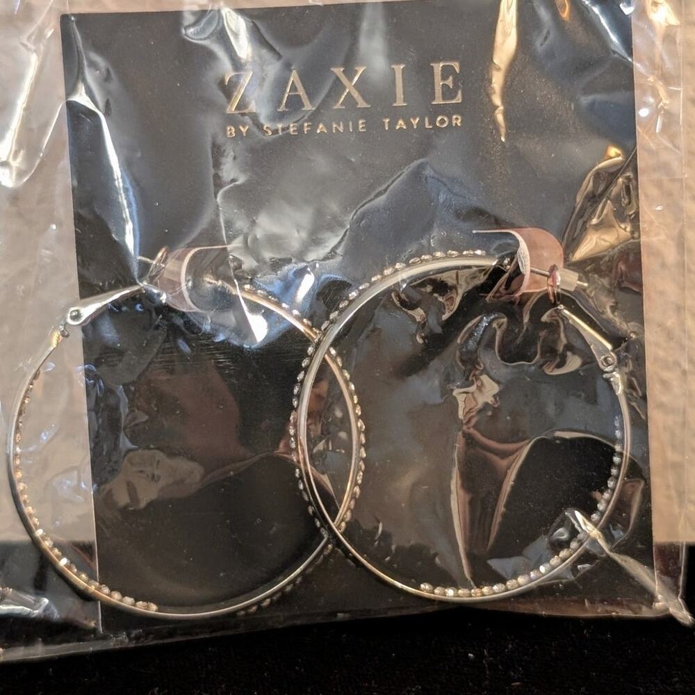 Zaxie by Stephanie Taylor Play It By Ear Rhinestone In & Out Hoop Earrings NWT